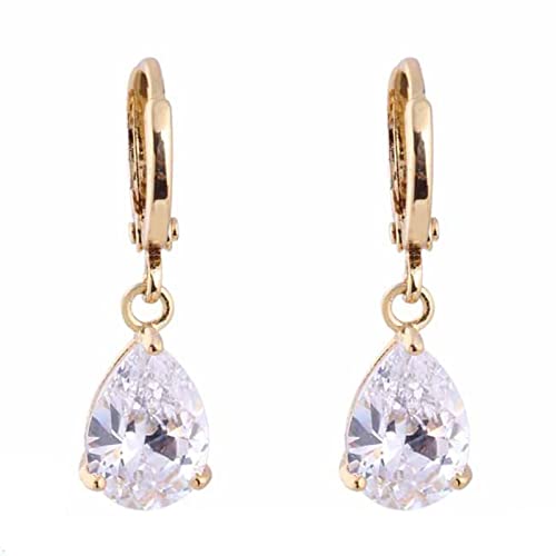 Lirzxin Ohrringe Damen Gold 585 Echtgold, Drop Ohrhänger Damen Creolen mit Wassertropfen Form Moissanit Geburtstag Ohrringe für Frauen Gelbgold von Lirzxin