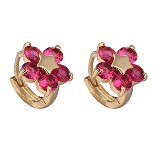 Lirzxin Ohrringe Damen Gold 750 Echtgold, Creolen Damen Stern Blume mit Rund Erstellter Rubin Geburtstag Ohrringe für Frauen Gelbgold Lirzxin Ohrringe Damen Gold 750 Echtgold, Creolen Damen Stern Blume mit Rund Erstellter Rubin Geburtstag Ohrringe für Frauen Gelbgold von Lirzxin