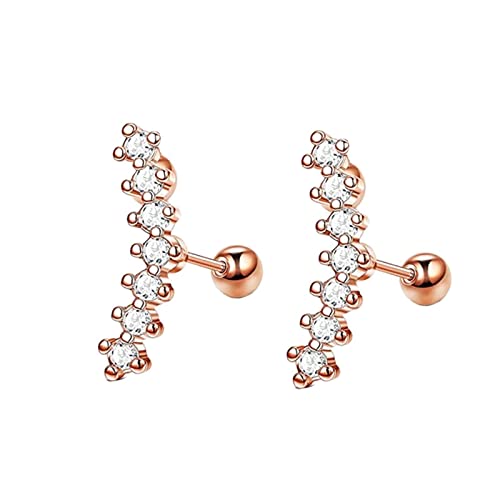 Lirzxin Ohrringe Damen Rosegold 585 Echtgold, Damen Ohrstecker Mond Form 7 Rund Moissanit Geburtstag Ohrringe für Frauen Rosegold von Lirzxin