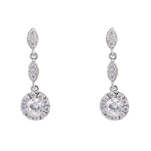 Lirzxin Ohrringe Damen Weissgold 585 Echtgold, Ohrhänger Damen Glänzend Lang Rund Moissanit Geburtstag Ohrringe für Frauen Weißgold von Lirzxin