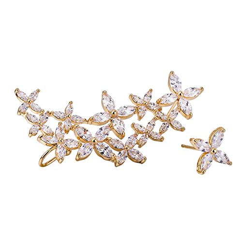 Lirzxin Ohrringe Gelbgold 585, Damen Ohrstecker Blume Form mit Moissanit Hochzeit Ohrringe für Braut Gelbgold von Lirzxin