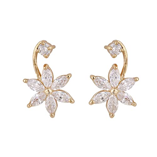 Lirzxin Ohrringe Gelbgold 585, Damen Ohrstecker Elegant Blume Moissanit Ohrringe Geburtstag für Braut Gelbgold von Lirzxin