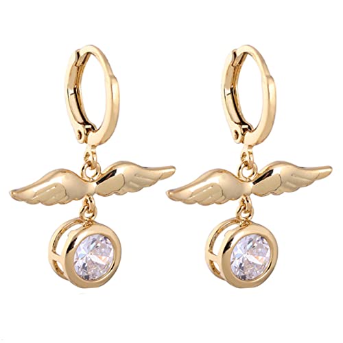 Lirzxin Ohrringe Gelbgold 585, Drop Ohrhänger Damen Creolen mit Flügel Rund Form Moissanit Geburtstag Ohrringe für Frauen Gelbgold Lirzxin Ohrringe Gelbgold 585, Drop Ohrhänger Damen Creolen mit Flügel Rund Form Moissanit Geburtstag Ohrringe für Frauen Gelbgold von Lirzxin