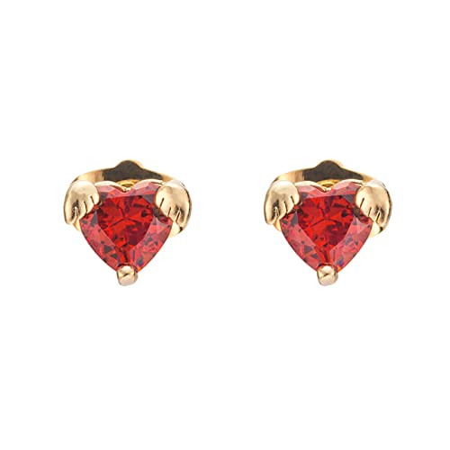 Lirzxin Ohrringe Gelbgold 750, Damen Ohrstecker Flügel mit Herz Rot Erstellter Rubin Ohrringe Hochzeit für Frauen Gelbgold von Lirzxin