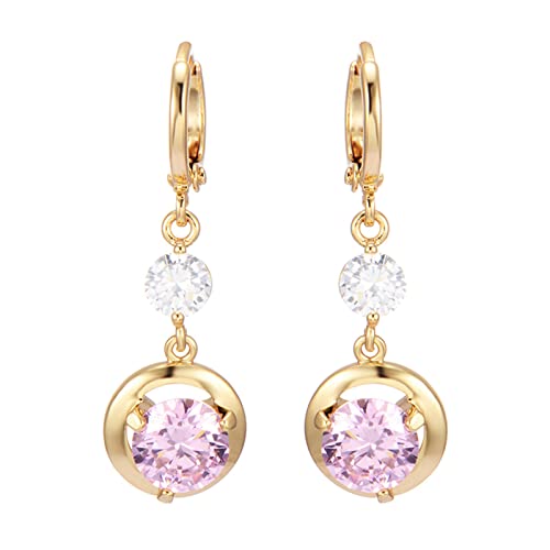 Lirzxin Ohrringe Gelbgold 750, Ohrhänger Damen Creolen mit Rund Rosa Kristall Hochzeit Ohrringe für Braut Gelbgold Lirzxin Ohrringe Gelbgold 750, Ohrhänger Damen Creolen mit Rund Rosa Kristall Hochzeit Ohrringe für Braut Gelbgold von Lirzxin