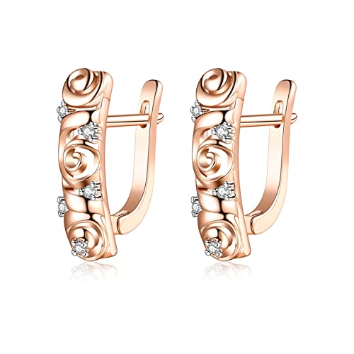 Lirzxin Ohrringe Rosegold 18 Karat 750, Damen Creolen Blume Design mit Rund Diamant Hochzeit Ohrringe für Braut Rosegold Lirzxin Ohrringe Rosegold 18 Karat 750, Damen Creolen Blume Design mit Rund Diamant Hochzeit Ohrringe für Braut Rosegold von Lirzxin