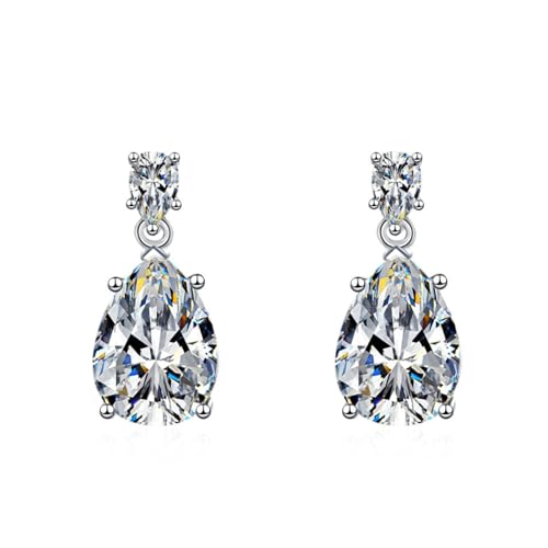 Lirzxin Ohrringe Weißgold 18 Karat 750, Damen Ohrhänger Doppelt Wassertropfen Moissanit Geburtstag Ohrringe für Frauen Weißgold von Lirzxin