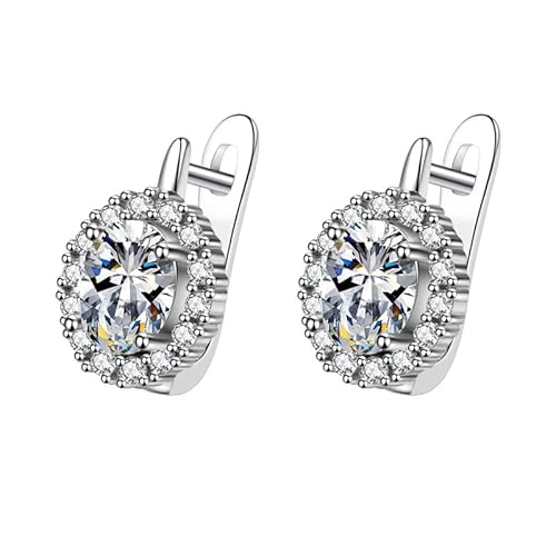 Lirzxin Ohrringe Weißgold 375 Echtgold, Creolen Damen Hohl Oval Moissanit mit 4 Zinken Ohrringe Hochzeit für Frauen Weißgold Lirzxin Ohrringe Weißgold 375 Echtgold, Creolen Damen Hohl Oval Moissanit mit 4 Zinken Ohrringe Hochzeit für Frauen Weißgold von Lirzxin
