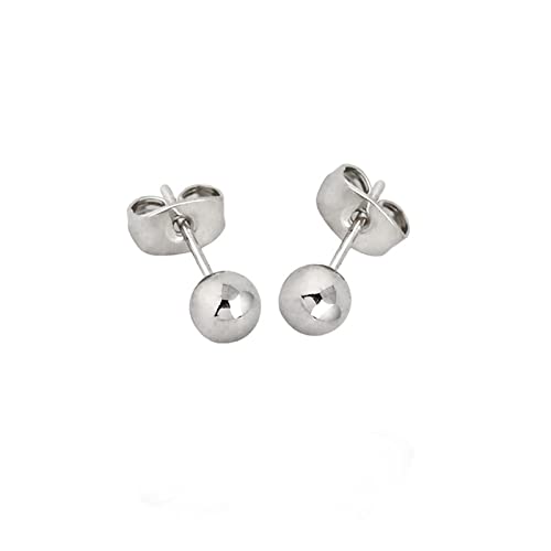 Lirzxin Ohrringe Weißgold 585 Echtgold, Damen Ohrstecker Rund Kugel 5mm Ohrringe Geburtstag für Braut Weißgold von Lirzxin