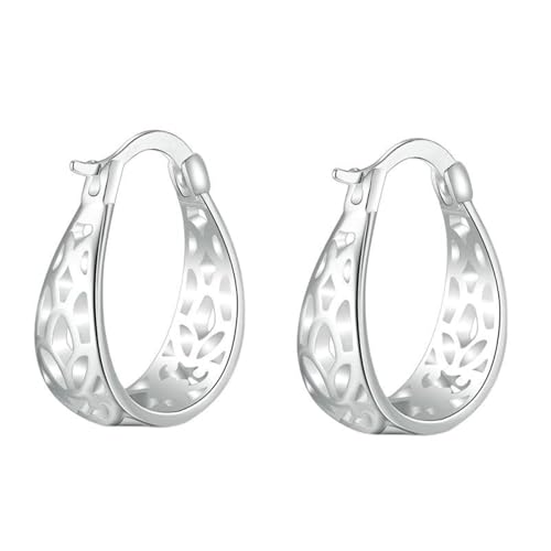 Lirzxin Ohrringe Weißgold 9 Karat 375, Damen Creolen Hohl U Form Kreis Hochzeit Ohrringe für Braut Weißgold Lirzxin Ohrringe Weißgold 9 Karat 375, Damen Creolen Hohl U Form Kreis Hochzeit Ohrringe für Braut Weißgold von Lirzxin