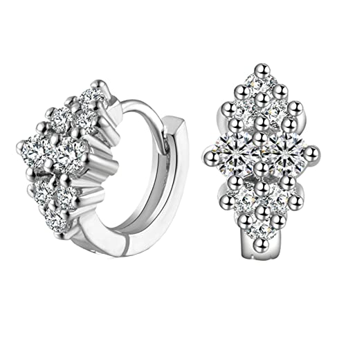 Lirzxin Ohrringe Weissgold Damen 750, Creolen Damen Glänzend Weiß Rund Moissanit Hochzeit Ohrringe für Braut Weißgold von Lirzxin