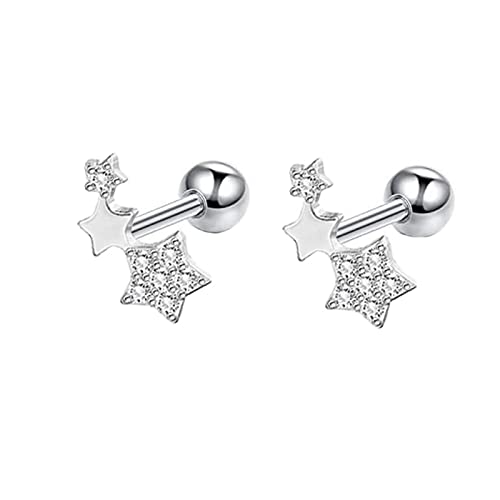 Lirzxin Ohrstecker 375 Weißgold, Ohrringe für Damen Sternförmig mit Rund Moissanit Hochzeit Ohrringe für Braut Weißgold von Lirzxin