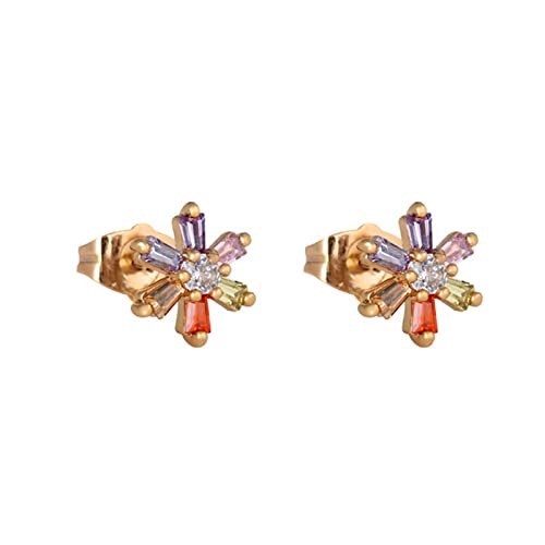 Lirzxin Ohrstecker 585 Gold, Ohrringe für Damen Blume mit Natürlich Edelsteinen Ohrringe Geburtstag für Braut Gelbgold von Lirzxin