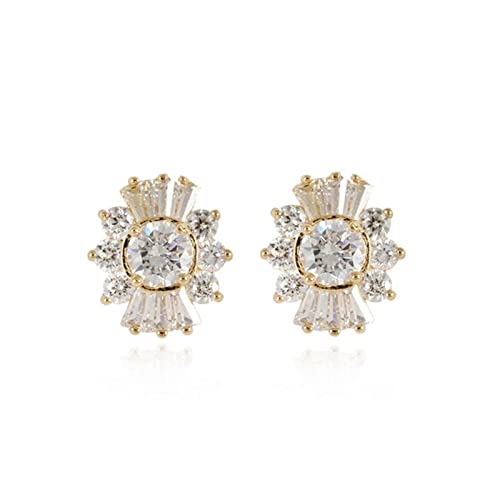 Lirzxin Ohrstecker 750 Gelbgold, Elegante Ohrringe Damen Glänzend Sonnenblume mit Moissanit Geburtstag Ohrringe für Frauen Gelbgold von Lirzxin