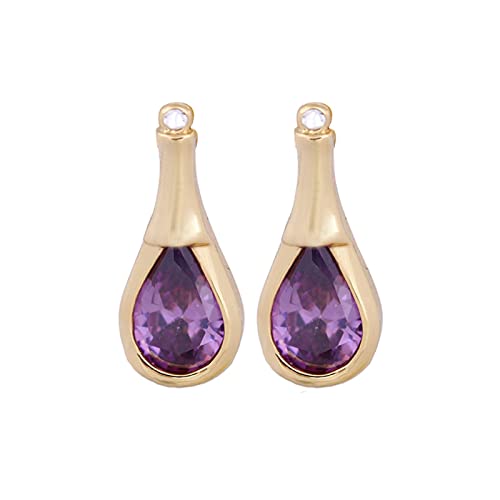 Lirzxin Ohrstecker 750 Gold, Ohrringe Damen Flasche mit Wassertropfen Lila Amethyst Ohrringe Hochzeit für Frauen Gelbgold von Lirzxin