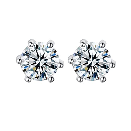 Lirzxin Ohrstecker 750 Weißgold, Elegante Ohrringe Damen Klassisch Rund Moissanit mit 6 Zinken 1.5 Karat Ohrringe Hochzeit für Frauen Weißgold von Lirzxin
