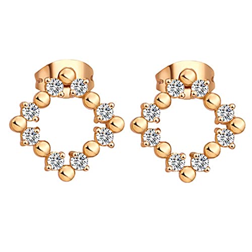 Lirzxin Ohrstecker Gelbgold 585 Echtgold, Ohrringe Damen Hohl Raute Design mit Rund Moissanit Ohrringe Geburtstag für Braut Gelbgold von Lirzxin