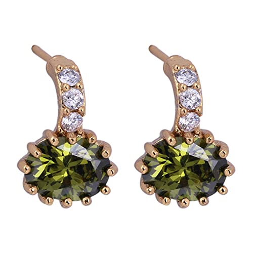 Lirzxin Ohrstecker Gelbgold 750 Echtgold, Elegante Ohrringe Damen 8mm Oval Peridot Ohrringe Geburtstag für Braut Gelbgold von Lirzxin