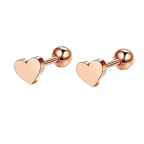 Lirzxin Ohrstecker Rosegold 750 Echtgold, Ohrringe Damen Herren Poliert Herz Geburtstag Ohrringe für Frauen Rosegold von Lirzxin