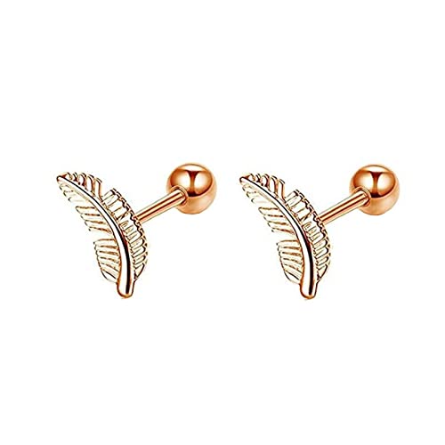 Lirzxin Ohrstecker Rosegold Damen 585 Echtgold, Ohrringe für Damen Poliert Blatt Form Hochzeit Ohrringe für Braut Rosegold von Lirzxin