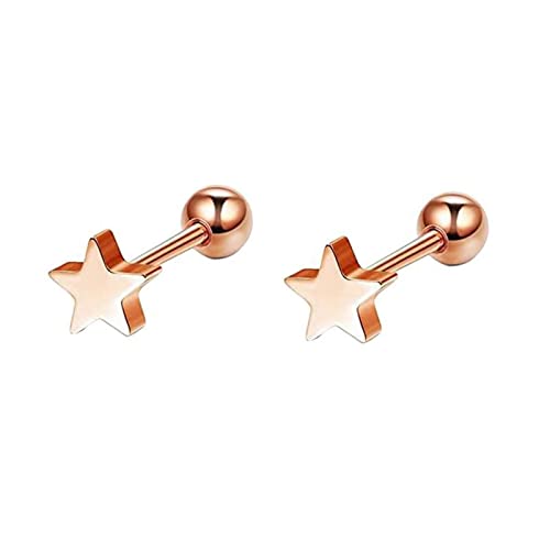 Lirzxin Ohrstecker Rosegold Damen 750 Echtgold, Elegante Ohrringe Damen Herren Poliert Stern Geburtstag Ohrringe für Frauen Rosegold von Lirzxin