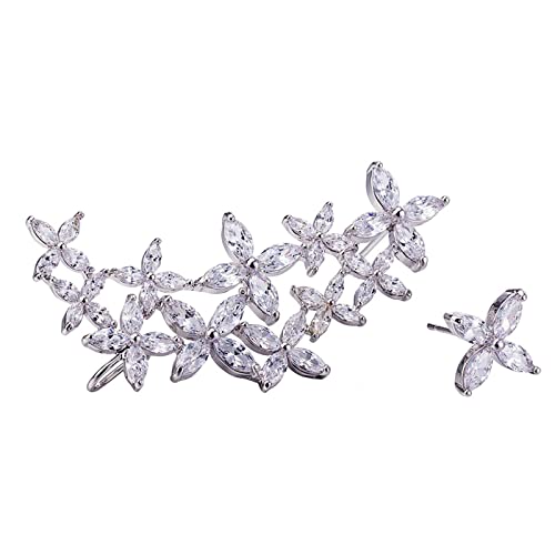 Lirzxin Ohrstecker Weißgold Damen 750 Echtgold, Damen Ohrringe Blume Form mit Moissanit Ohrringe Geburtstag für Braut Weißgold von Lirzxin