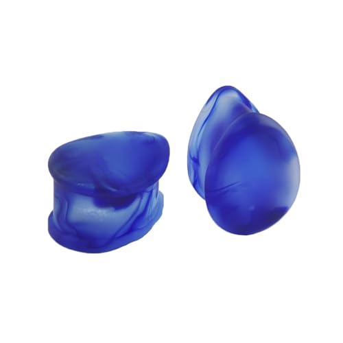 Lirzxin Piercing Ohr Plug Tunnel 10mm, 2 Stück Ear Tunnel Glass Herren Damen Double Flared Solide Wassertropfen mit Struktur Ohr Plug 10mm Blau von Lirzxin