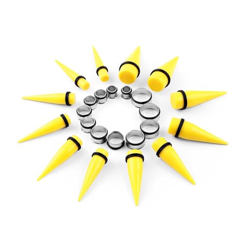 Lirzxin Piercing Ohr Plug Tunnel 10mm-20mm, 24 Stück Tunnel Acryl Set Herren Damen Single/Double Flared Geometrisch Rund Ohrring Plug Dehnstab 10mm-20mm Silber Gelb Lirzxin Piercing Ohr Plug Tunnel 10mm-20mm, 24 Stück Tunnel Acryl Set Herren Damen Single/Double Flared Geometrisch Rund Ohrring Plug Dehnstab 10mm-20mm Silber Gelb von Lirzxin