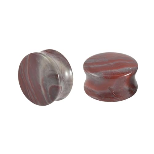 Lirzxin Piercing Ohr Plug Tunnel 16mm, 2 Stück Tunnel Stein Damen Herren Double Flared Massiv Rund mit Streifen Ohr Plug 16mm Rot Braun Lirzxin Piercing Ohr Plug Tunnel 16mm, 2 Stück Tunnel Stein Damen Herren Double Flared Massiv Rund mit Streifen Ohr Plug 16mm Rot Braun von Lirzxin