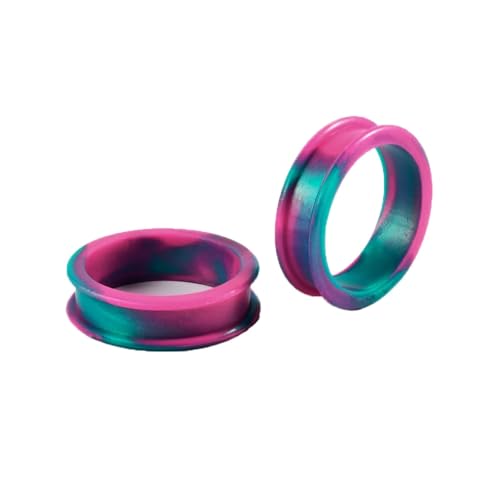 Lirzxin Piercing Ohr Plug Tunnel 22mm, 2 Stück Silikon Tunnel Herren Damen Zweifarbiger Double Flared Rund Hohl Ohrring Plug 22mm Rosa Grün von Lirzxin