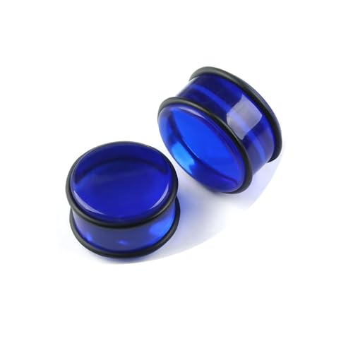 Lirzxin Piercing Ohr Plug Tunnel 22mm, 2 Stück Tunnel Acryl Set Damen Herren Double Flared Massiv Rund Ohrring Plug 22mm Blau von Lirzxin