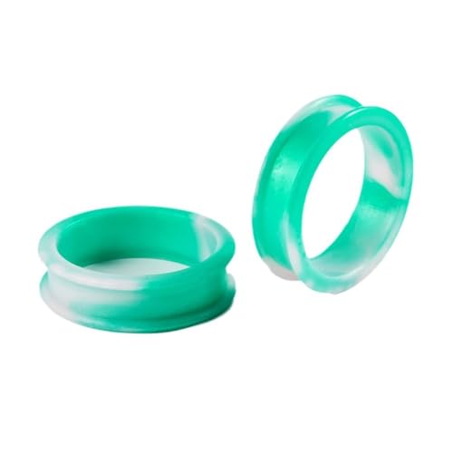Lirzxin Piercing Ohr Plug Tunnel 25mm, 2 Stück Tunnel Silikon Herren Damen Zweifarbiger Double Flared Rund Hohl Ohr Plug 25mm Weiß Grün von Lirzxin