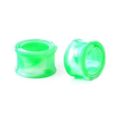 Lirzxin Piercing Ohr Plug Tunnel 8mm, 2 Stück Ohr Tunnel Acryl Damen Herren Double Flared Hohl Rund Zweifarbig Ohrring Plug 8mm Grün Weiß von Lirzxin