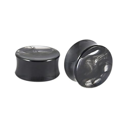 Lirzxin Piercing Tunnel Expander 12mm, 2 Stück Ohr Plug Tunnel Acryl Herren Damen Double Flared Massiv Rund mit Struktur Ohrring Plug 12mm Schwarz von Lirzxin