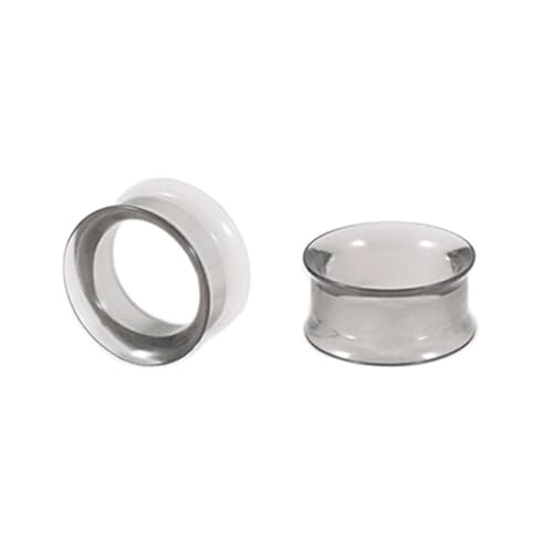 Lirzxin Plug Flesh Tunnel 8mm, 2 Stück Acryl Plug Herren Damen Double Flared Hohl Rund Halbtransparent Ohr Tunnel 8mm Hellgrau von Lirzxin