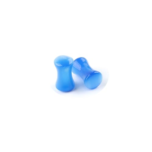 Lirzxin Plug Flesh Tunnel 8mm, 2 Stück Acryl Tunnel Damen Herren Double Flared Massiv Rund Ohr Plug 8mm Blau von Lirzxin