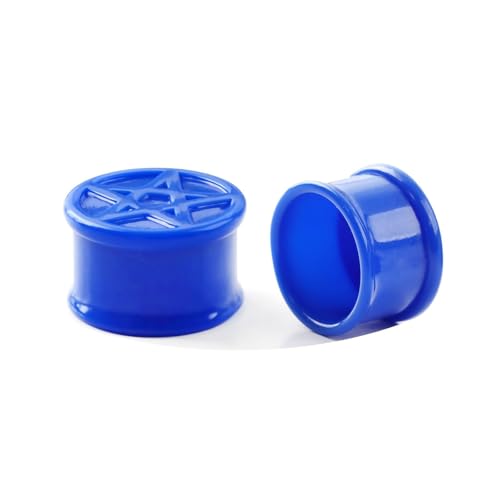 Lirzxin Plug Ohr Expander Set 10mm, 2 Stück Tunnel Acryl Set Damen Herren Single Flared Rund mit Stern Flesh Tunnel 10mm Blau von Lirzxin