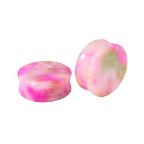 Lirzxin Plug Ohr Expander Set 10mm, 2 Stück Tunnel Ohr Stein Damen Herren Massiv Rund Double Flared Flesh Tunnel 10mm Rosa von Lirzxin