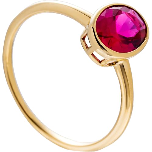 Lirzxin Ring Gold Damen 750 18 Karat, Freundschaftsringe Frauen Dünn Oval Rot Turmalin Solitär Trauringe Hochzeitsringe Gelbgold Große 65 (20.7) von Lirzxin