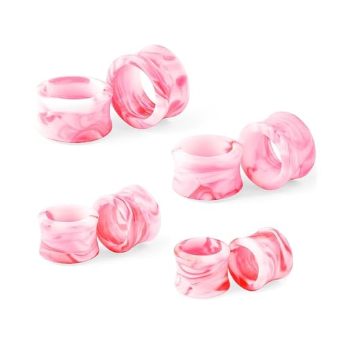 Lirzxin Tunnel Expander Ohr Stretching Set 14mm-20mm, 8 Stück Plug Tunnel Acryl Damen Rund Hohl Aquarell Double Flared Ohrring Plug 14mm-20mm Rosa von Lirzxin