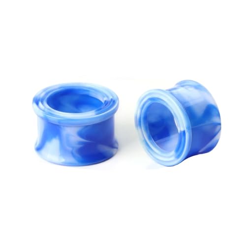 Lirzxin Tunnel Expander Ohrring 14mm, 2 Stück Plug Tunnel Acryl Herren Damen Zweifarbiger Double Flared Hohl Rund Ohr Plug 14mm Blau Weiß von Lirzxin