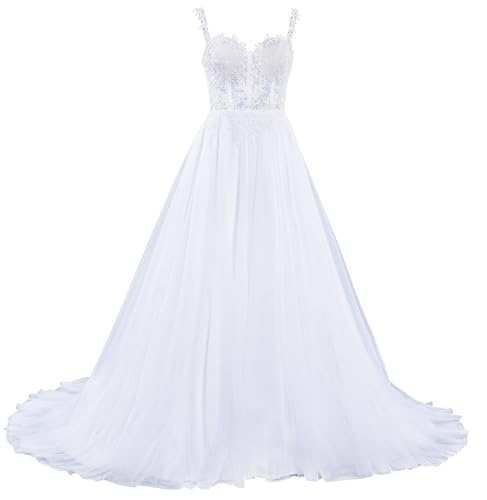 LisQLen Brautkleid Hochzeitskleid Weiß Modell W152 A-Linie Stickerei Tüll DE Größe 36 von LisQLen