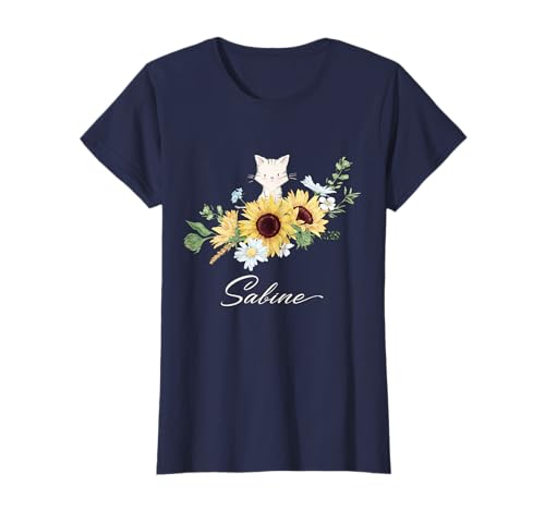 Katze Damen Mädchen Schriftzug Sabine T-Shirt von Lisa’s Katzen Damen Mädchen Name Schriftzug
