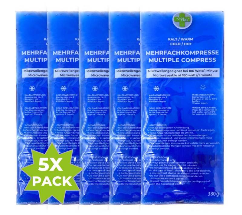 LisaCare Kalt-Warm-Kompresse Kühlpads, Kühlkissen, Warmkompresse/Kaltkompresse, Kinder & Erwachsene, Spar-Set 5-tlg., 5 x Kühlpack groß, Mikrowellen geeignet! von LisaCare