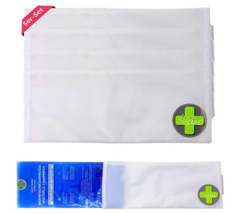 LisaCare Kalt-Warm-Kompresse Kühltaschen - Vlieshülle - Vliesstoffhüllen, Spar-Set 5-tlg., Mit Gummiband & Klettverschluss! von LisaCare