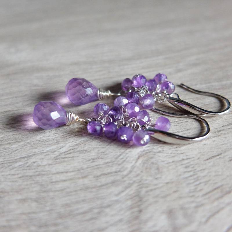 Amethyst-Briolett-Ohrringe Mit Rondellen von LisaCreazioni
