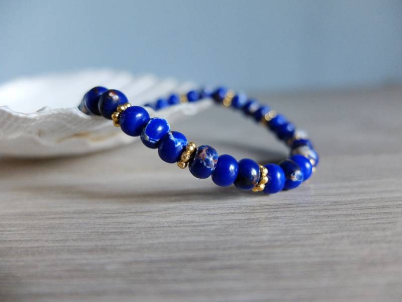 Armband Mit Lapislazuli Und Vergoldeten Spacern von LisaCreazioni