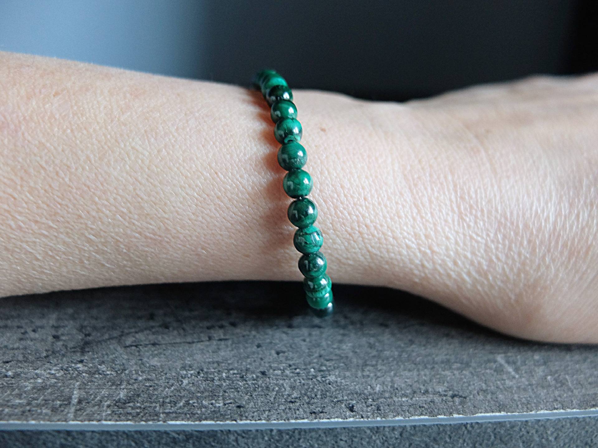 Armband Mit Malachitkugeln Montiert Armbandverschluss Grünen Steinen, Malachitarmband, Steine von LisaCreazioni