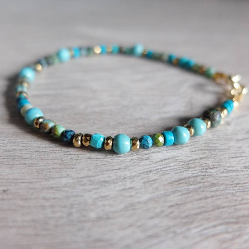 Armband Mit Türkis Und Pyrit, Vergoldet von LisaCreazioni