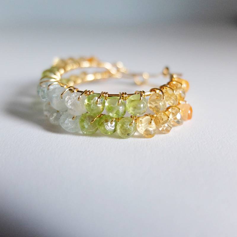 Schattierte Creolen Mit Karneol, Peridot, Citrin Und Aquamarin von LisaCreazioni